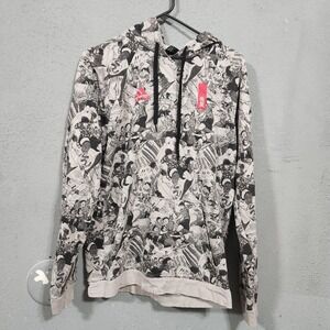 Adidas captain Tsubasa Manga Aop Hoodie Black White Pink Logo Men's Size M